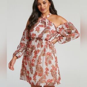 WAYF Halter Dress, floral. Size Large